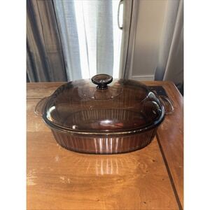 Corning Vision Ware V-34-B Roaster Dutch Oven Casserole 4qt (4L ) w/ Pyrex lid